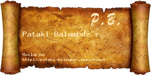 Pataki Balambér névjegykártya
